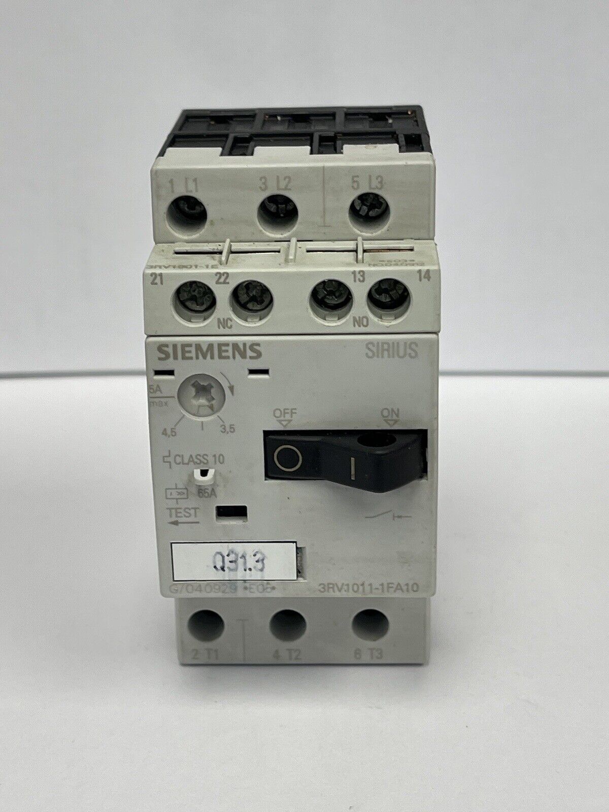 SIEMENS - 3RV0011-1FA10 - Motor breaker; 1.5kW; 220÷690VAC; DIN; Sht Cir Rel 65A