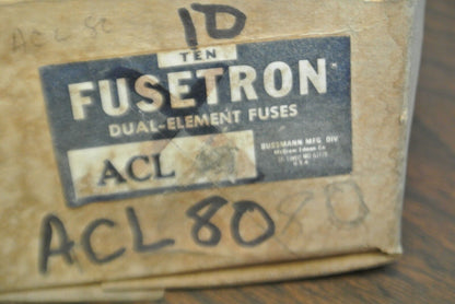 BOX of 10 / BUSS ACL80 DUAL-ELEMENT FORK-LIFT FUSE / 80A / 125V / NEW SURPLUS