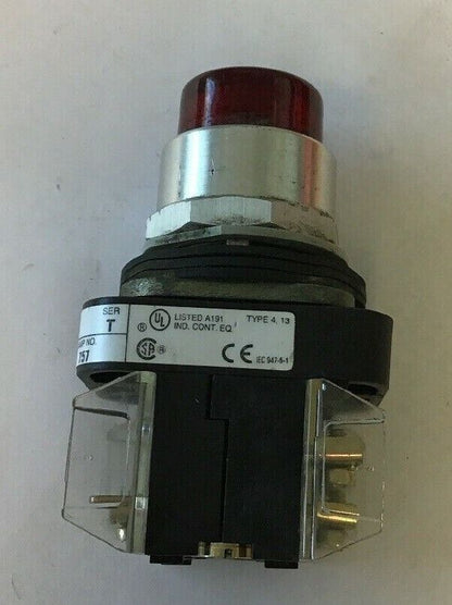 ALLEN BRADLEY 800T-QT24 SER.T RED PUSHBUTTON SWITCH 24VAC/DC #757 LAMP