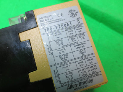 ALLEN-BRADLEY 700-P200A1 Ser. D RELAY TYPE P DIRECT DRIVE