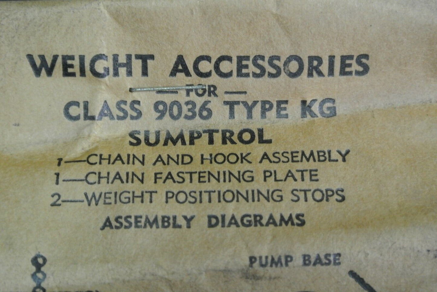 SQUARE D 9036 TYPE KG WEIGHT ACCESSORY for SUMPTROL - 2883-D33 -D32 NEW SURPLUS