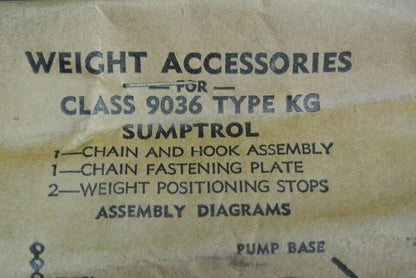 SQUARE D 9036 TYPE KG WEIGHT ACCESSORY for SUMPTROL - 2883-D33 -D32 NEW SURPLUS