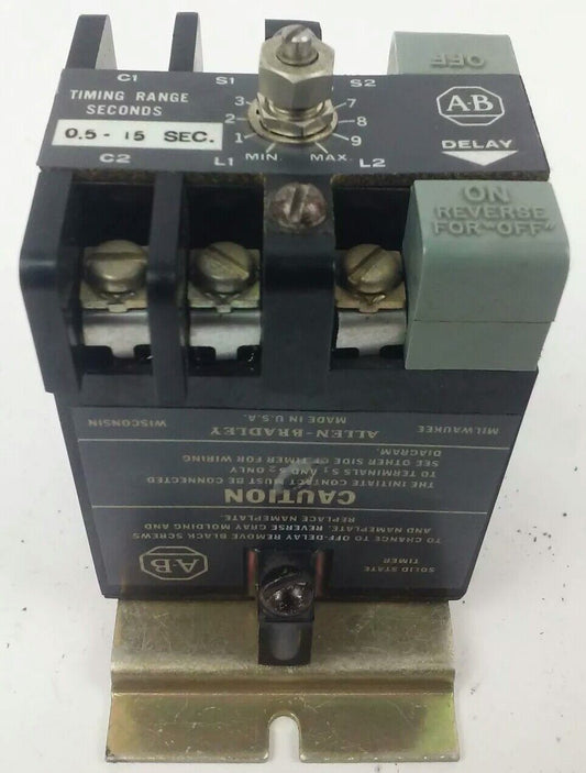ALLEN BRADLEY 852S-NSD SER F SOLID STATE TIMER 0.5-15 SECONDS TIME DELAY RANGE