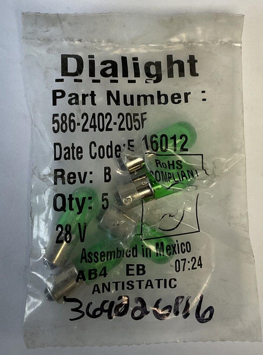 DIALIGHT 586-2402-205F GREEN LED LIGHT BULB 28V***LOTOF5***