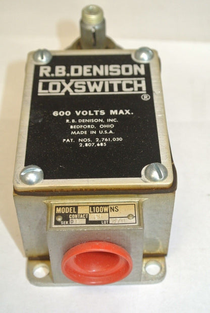 R.B. DENISON L100WNS-2M LIMIT SWITCH 600V MAX GOULD / TELEMECANIQUE NEW SURPLUS