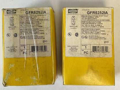 HUBBELL GFR5252IA DUPLEX RECEPTACLE 15A 125V 2POLE 3WIRE ***LOTOF2***