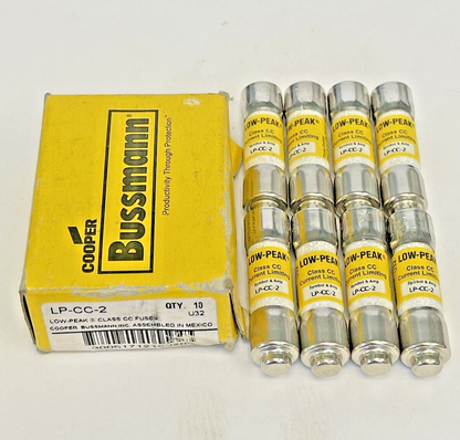 BUSSMANN - *BOX OF 8* - LP-CC-2 - 600 VAC- LOW-PEAK, TIME-DELAY, CLASS CC