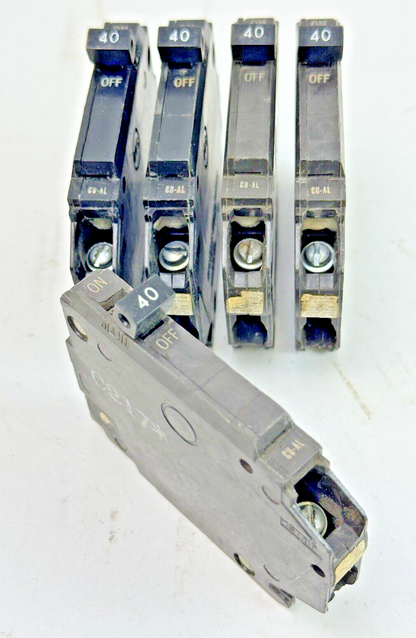 GE **LOT OF 5** - TQP140 - CIRCUIT BREAKERS - 1 POLE, 40 A, 240 VAC, TYPE TQP