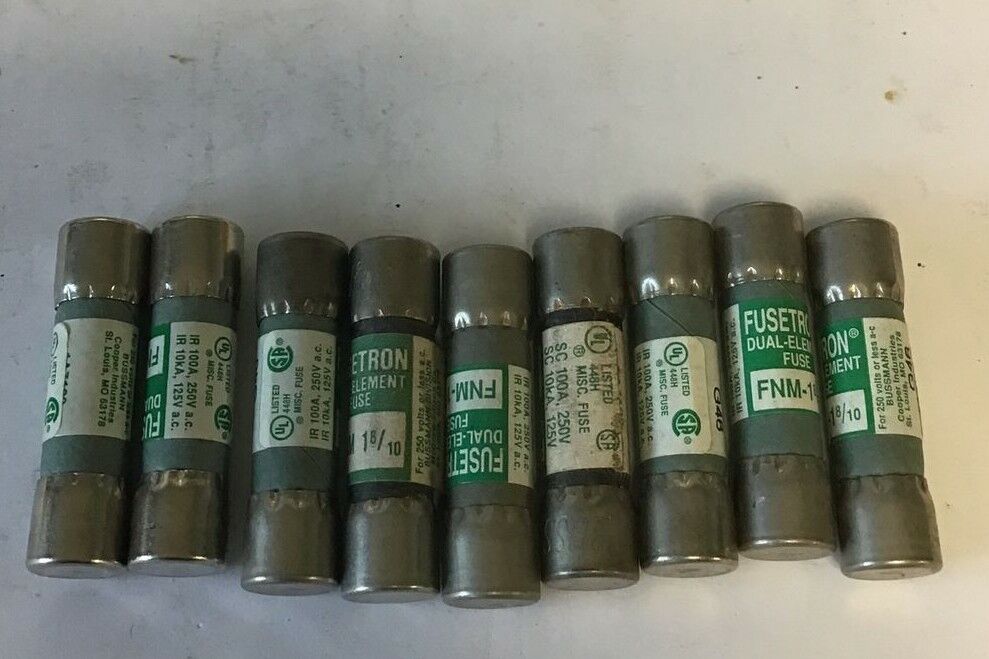 BUSSMANN FNM-1-8/10 FUSETRON DUAL-ELEMENT FUSE 1-8/10A 250VAC ***LOTOF9***