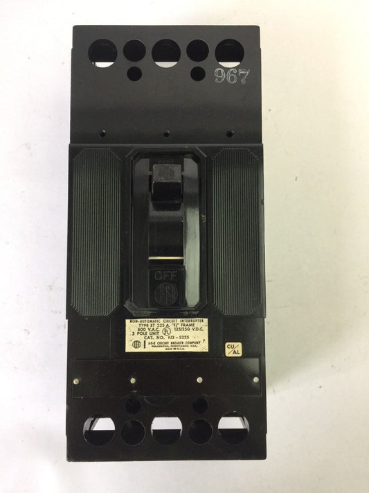 ITE SIEMENS FJ3-S225 CIRCUIT BREAKER 600VAC 125/250VDC 225AMP 3POLE