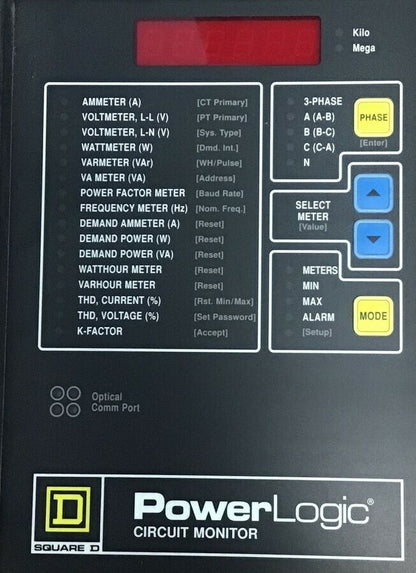 SQUARE D CM-2150 POWER LOGIC CIRCUIT MONITOR CLASS 3020 264VAC/300VDC 14VA