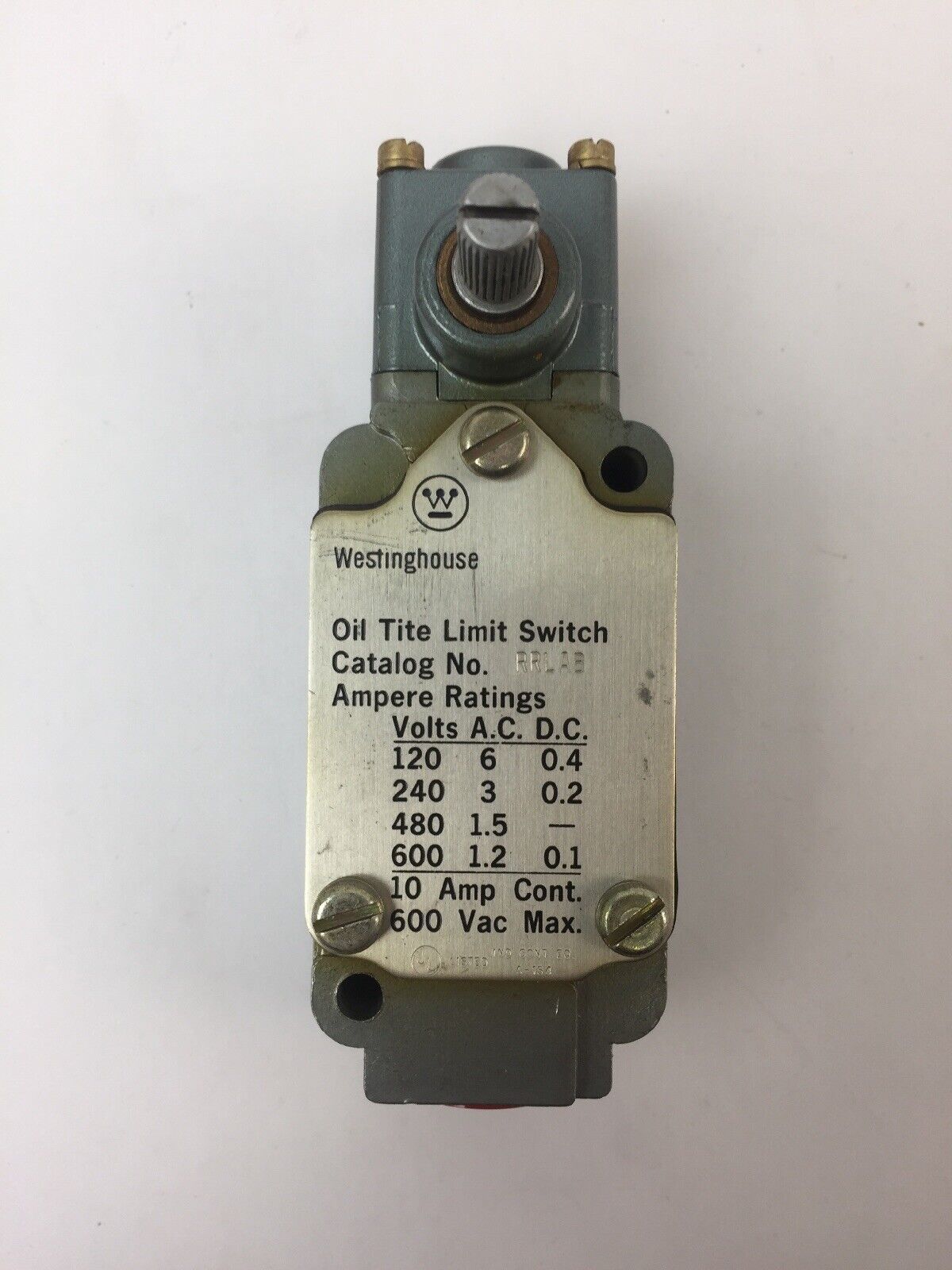WESTINGHOUSE RRLAB OIL TITE LIMIT SWITCH 600VAC 10AMP