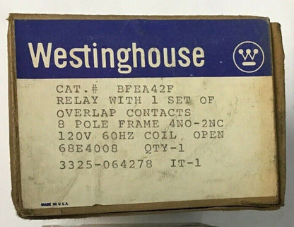 WESTINGHOUSE BFEA42F CONTROL RELAY 300V 10A