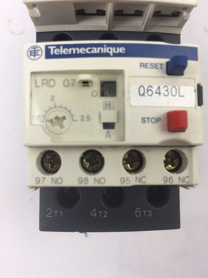 TELEMECANIQUE LC1D12BD CONTACT 25A LAD4TBDL 24V LRD07 OVERLOAD RELAY 1.6-2.5A
