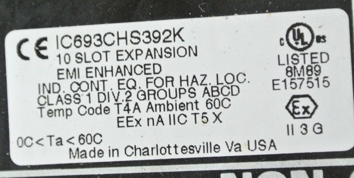 GE FANUC IC693CHS392K - BASE 10-SLOT EXPANSION - EMI ENHANCED
