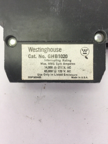 WESTINGHOUSE / CUTLER HAMMER GHB1020 CIRCUIT BREAKER 20A 277VAC 1 P (LOT OF 4)