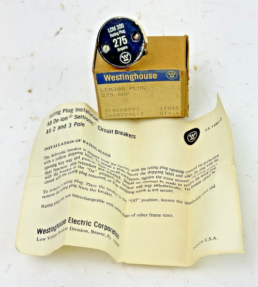 WESTINGHOUSE - LCM300 - RATING PLUG FOR 2/3 POLE AB DE-ION / SELTRONIC - NEW