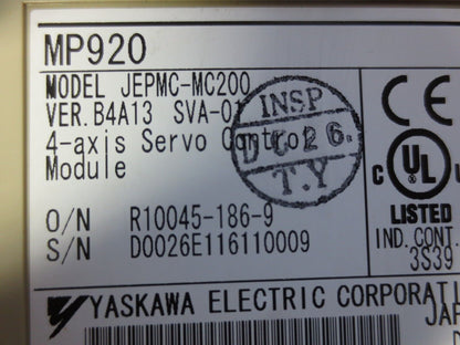 YASKAWA MP920 SVA-01 / JEPMC-MC200 MOTION MODULE for MP920 MACHINE CONTROLLER