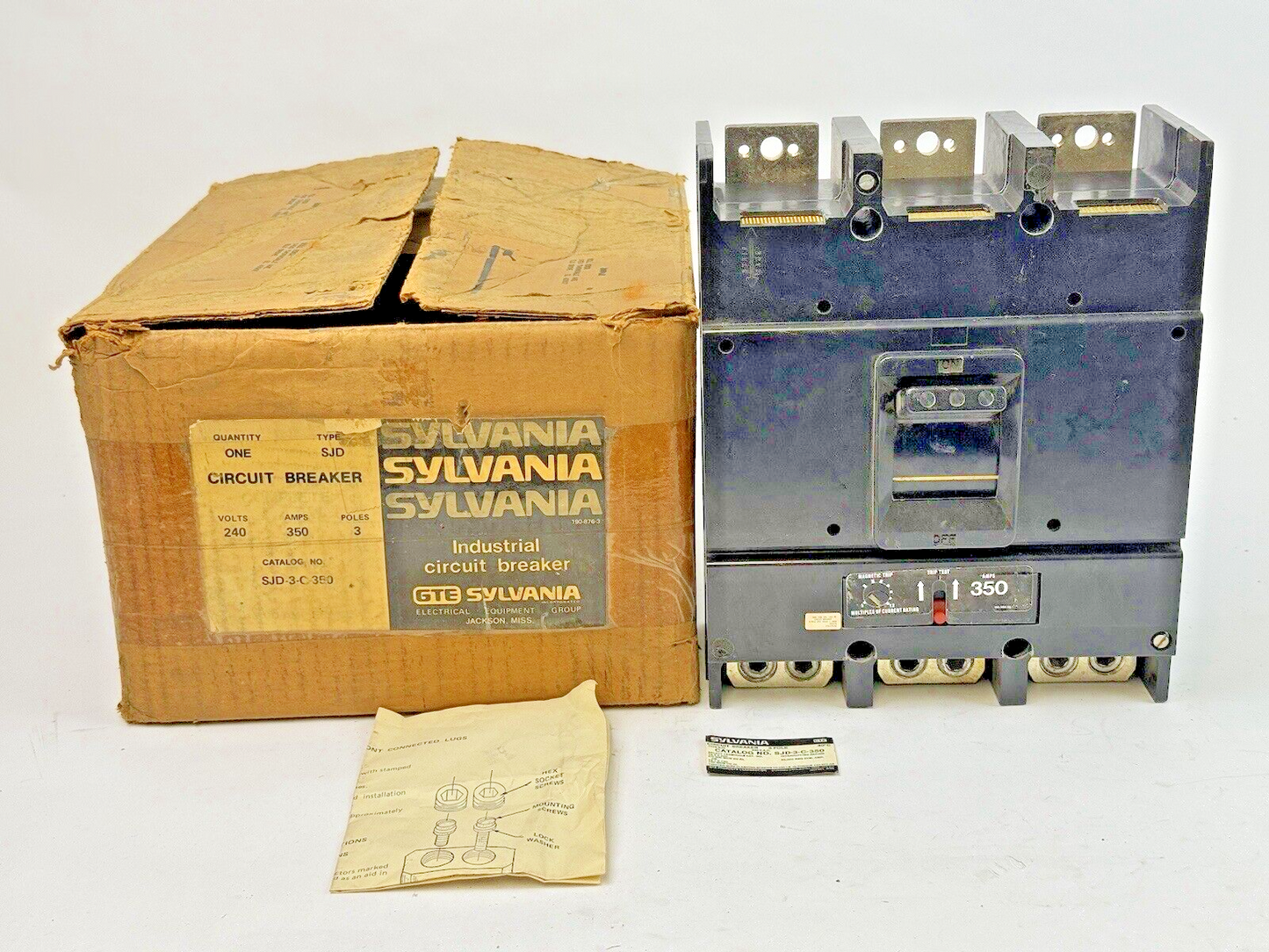 GTE/ SYLVANIA - SJD-3-C-350 - CIRCUIT BREAKER - TYPE AJD, 350 A, 240 VAC, 3 POLE