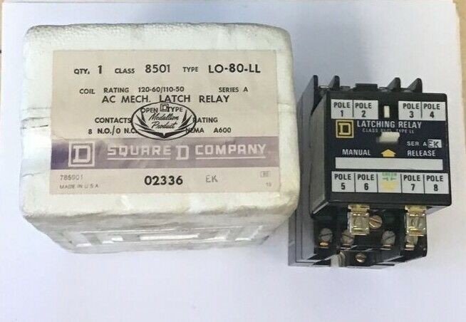 SQUARE D 8501 LO-80-LL AC MECHANICAL LATCH RELAY SER.A 120-60/110-50