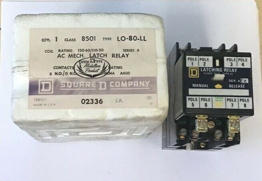 SQUARE D 8501 LO-80-LL AC MECHANICAL LATCH RELAY SER.A 120-60/110-50