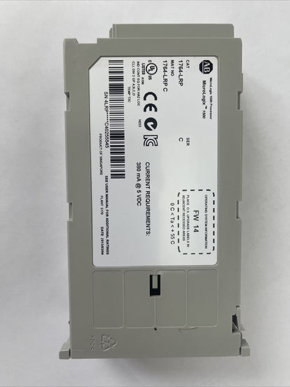 ALLEN BRADLEY 1764-LRP MICROLOGIX 1500 PROCESSOR SER C FW 14 380mA @ 5VDC