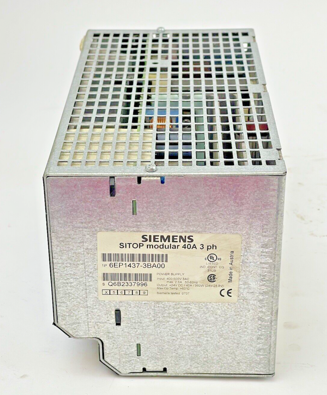 SIEMENS - 6EP1437-3BA00 - SITOP MODULAR POWER SUPPLY - 400-500V 3AC, 40A, 3 PH