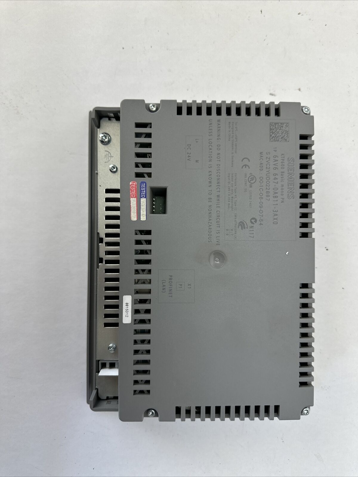 SIEMENS 1P 6AV6 647-0AB11-3AX0 OPERATOR INTERFACE SIMATIC PANEL TOUCH 24VDC