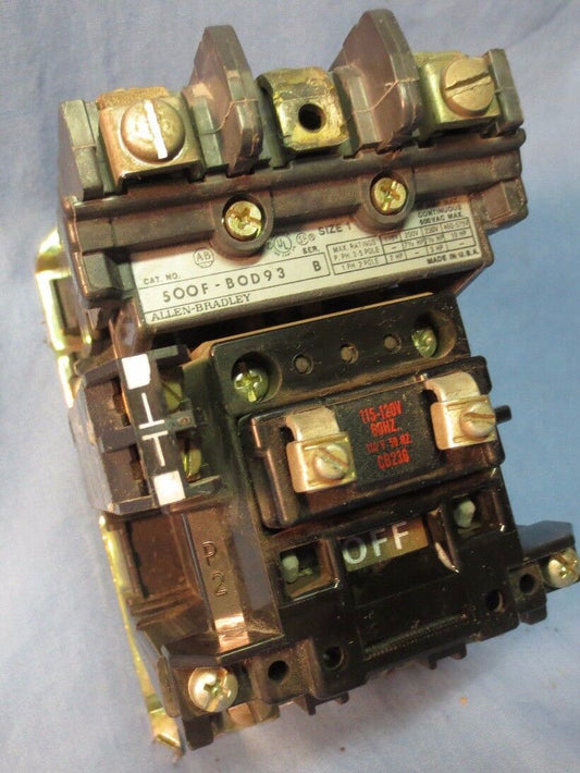 ALLEN-BRADLEY 500F-BOD93 RELAY Ser B, SIZE 1, 120V COIL w/ CB236 - w/ 595-A