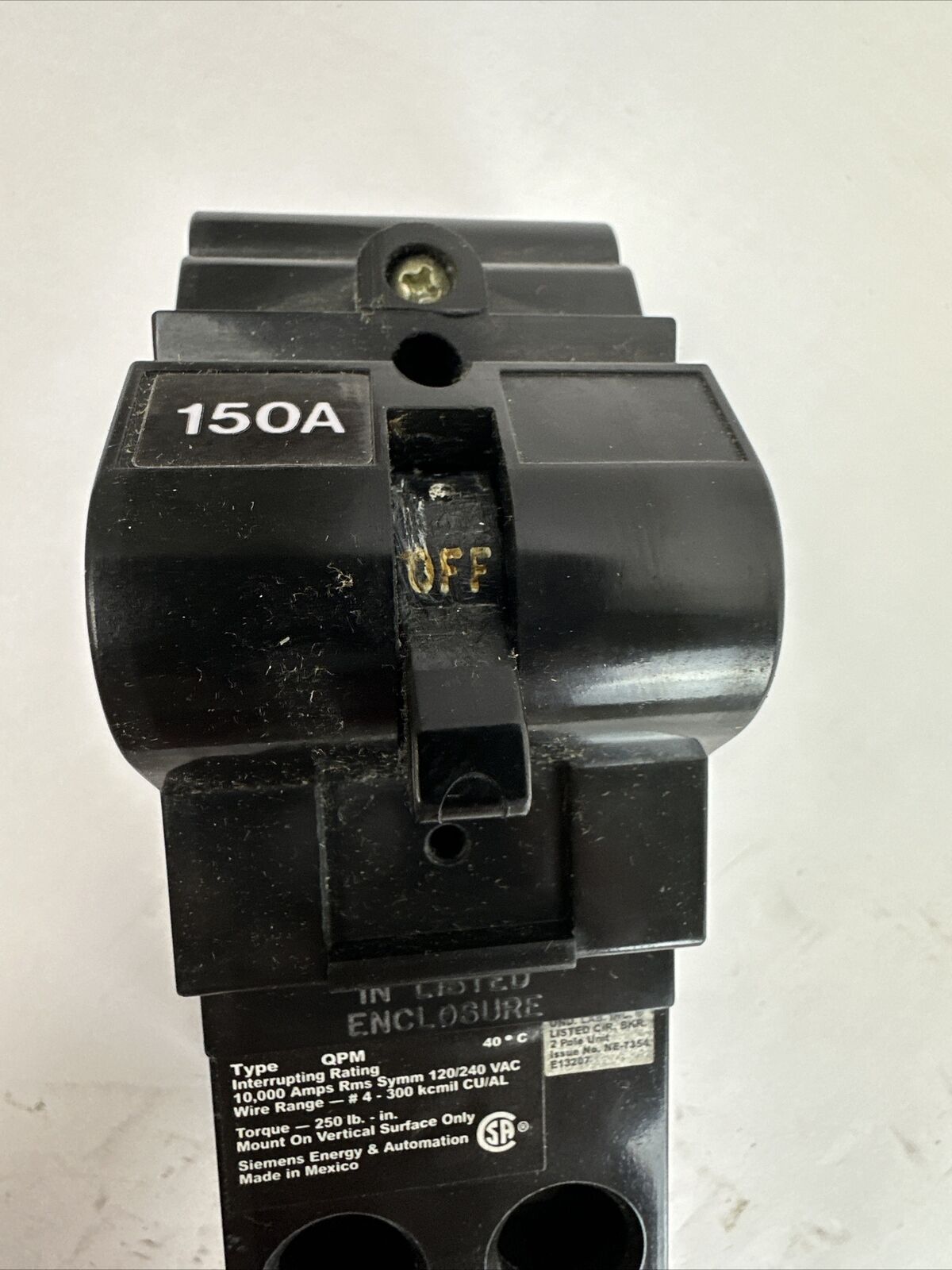 SIEMENS QPM2150 CIRCUIT BREAKER 150AMP 2POLE 120/240VAC