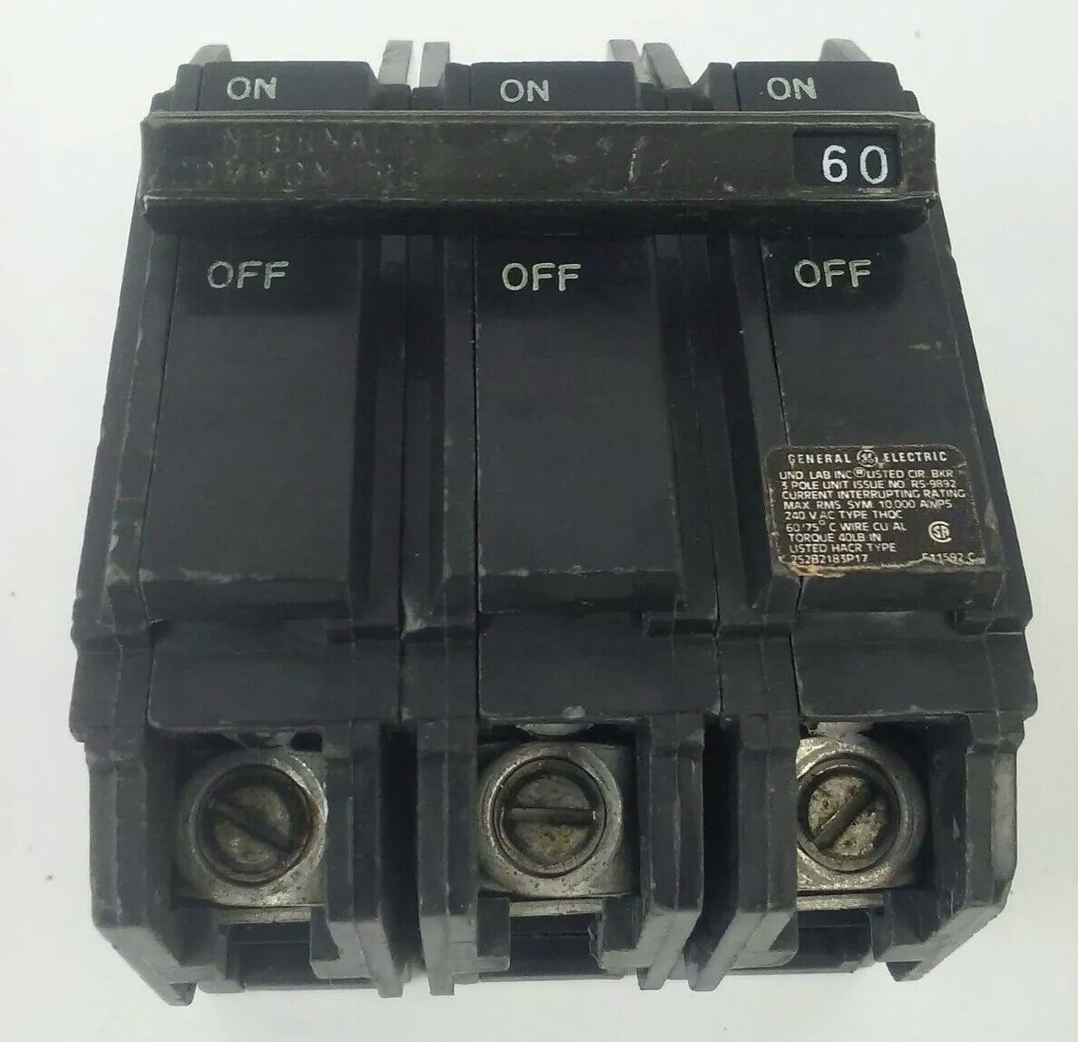 GENERAL ELECTRIC THQC32060WL CIRCUIT BREAKER 3P 240VAC 60A THQC32060