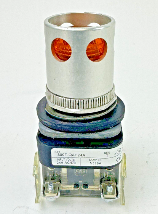 ALLEN-BRADLEY - 800T-QAH24A SER. T - AMBER PUSH BUTTON W/ 800T-XA SER. D & GUARD