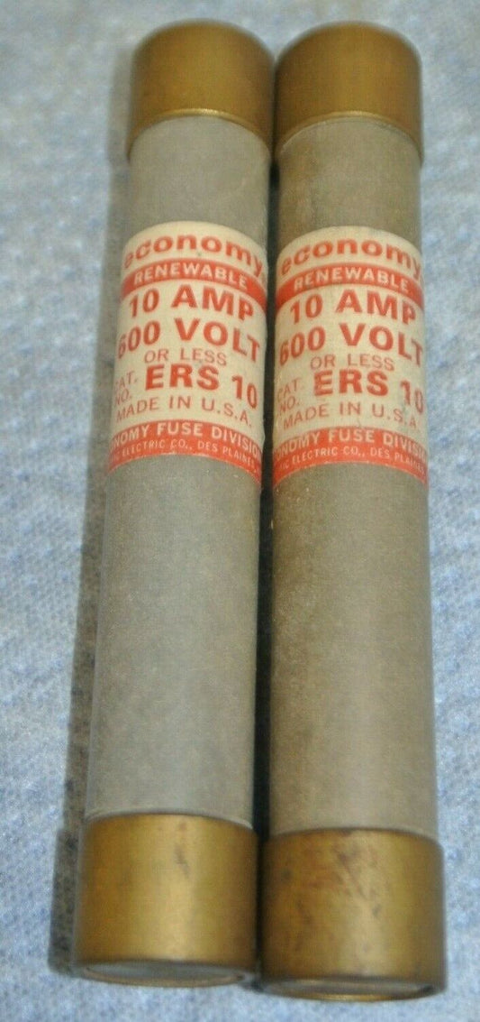 LOT of 2 / ECONOMY ERS10 CLASS H RENEWABLE FUSES / 10A / 600V / NEW SURPLUS