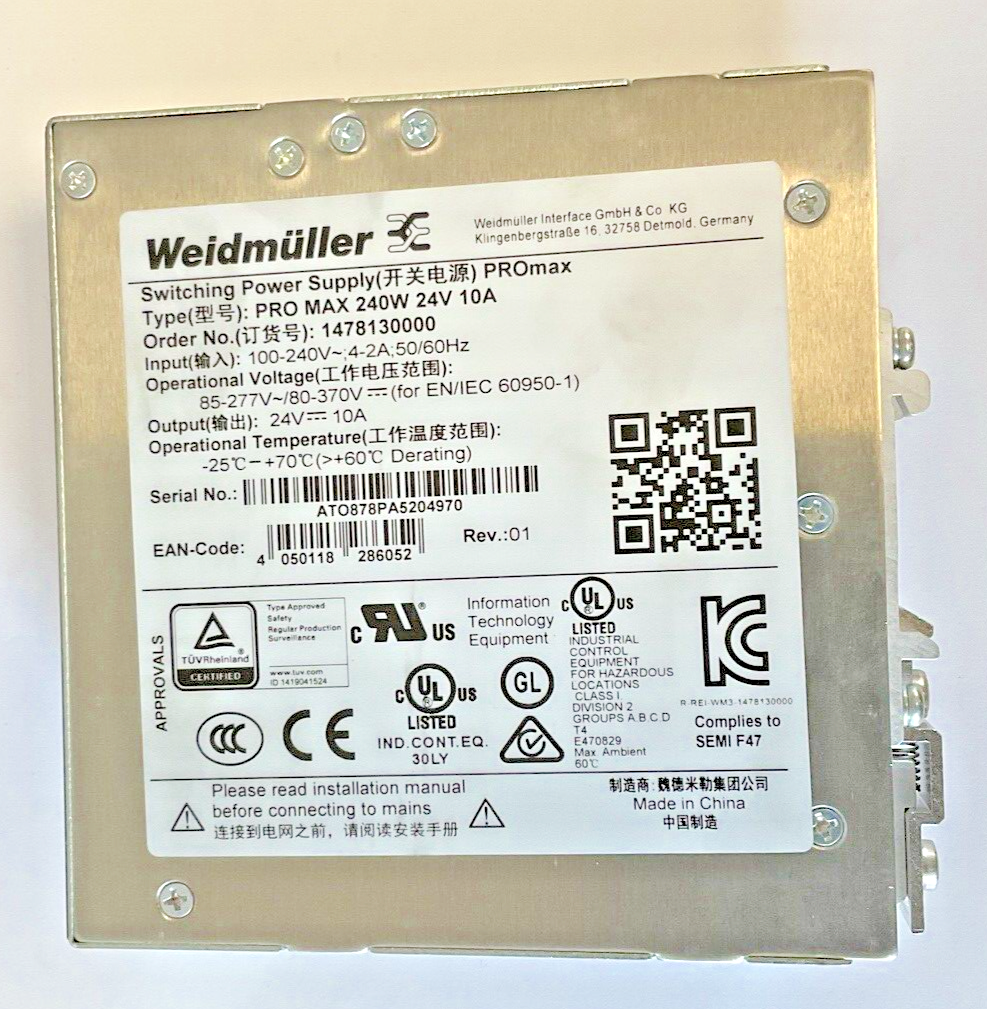 WEIDMULLER 1478130000 SWITCHING POWER SUPPLY 240W 24V 10A
