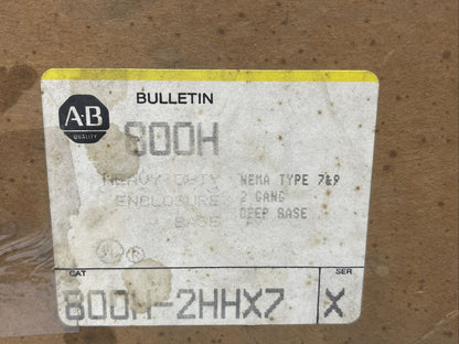 ALLEN BRADLEY 800H-2HHX7 SERIES X HEAVY DUTY ENCLOSURE BASE NEMA TYPE 7&9 2 GANG