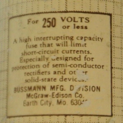 BUSS / BUSSMANN KAB100 RECTIFIER / SEMICONDUCTOR FUSE / 100A / 250V