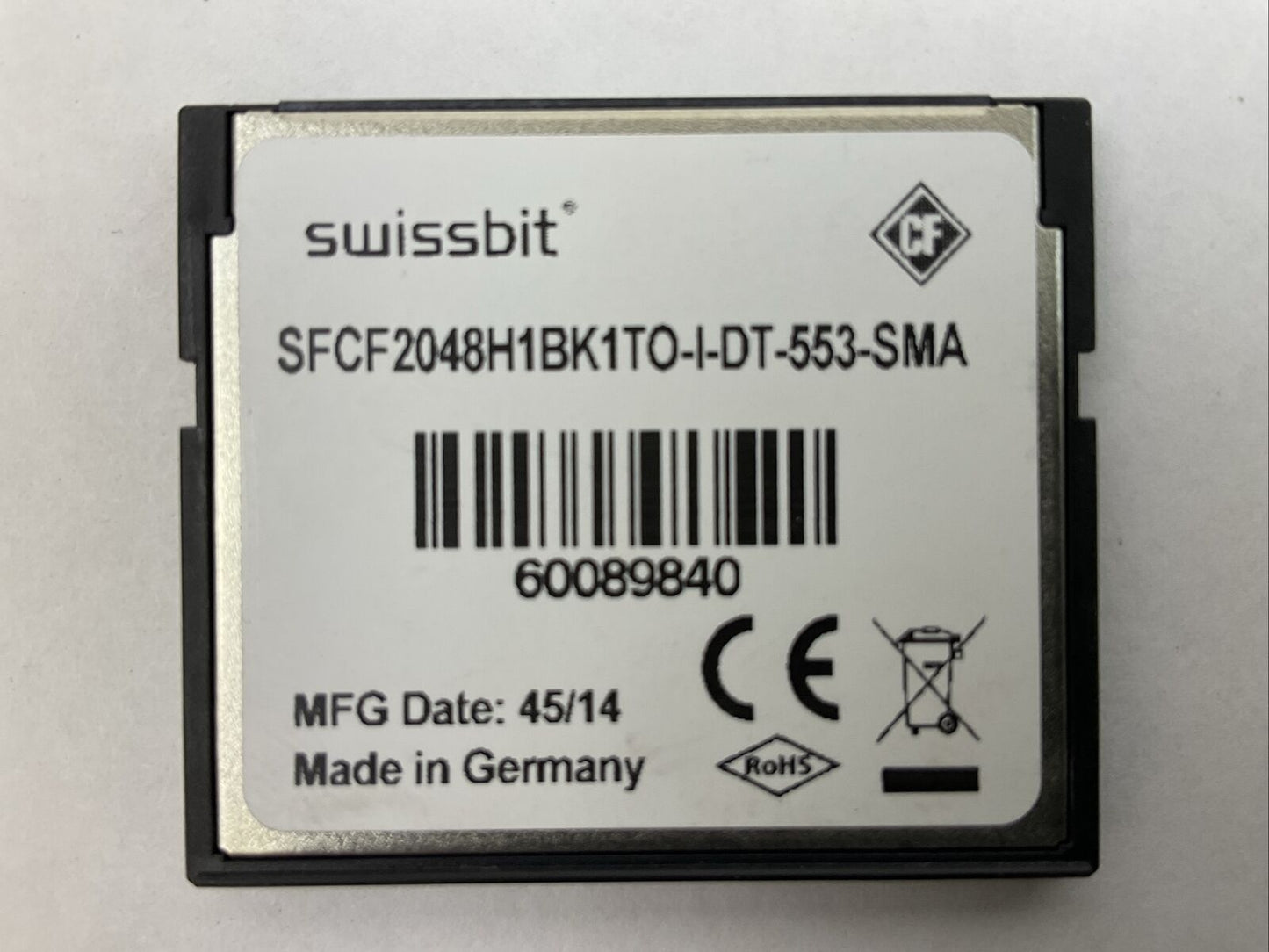 NORDSON SWISSBIT SFCF2048H1BK1TO-I-DT-553-SMA 2GB COMPACT FLASH CARD