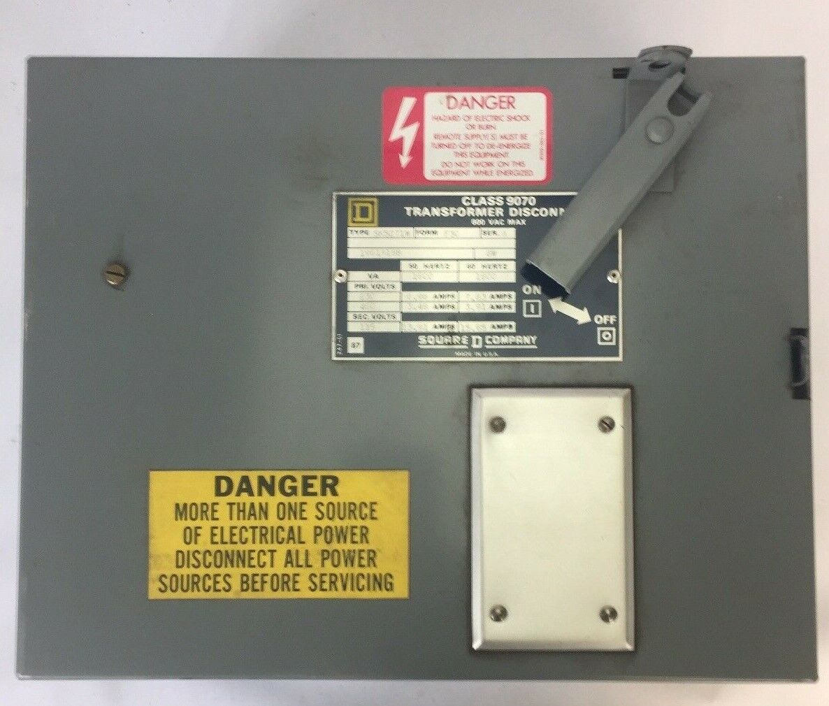 SQUARE D 9070 SK5271W TRANSFORMER DISCONNECT 600VAC  EO-91 TRANSFORMER 2.0KVA