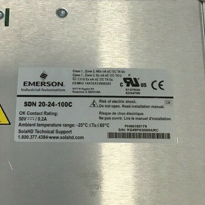 EMERSON SDN20-24-100C SOLA POWER SUPPLY 50VDC/0.2A