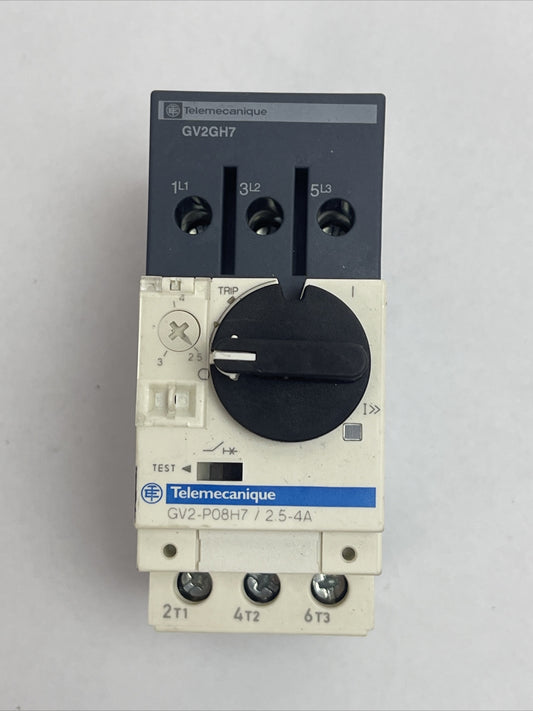 TELEMECANIQUE GV2-P08H7/2.5-4A MANUAL MOTOR STARTER CIRCUIT BREAKER 2.5-4A 2HP