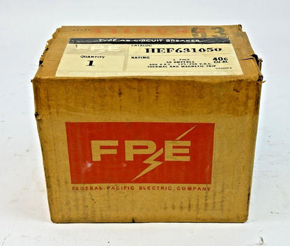 FPE - HEF631050 - MOLDED AB CIRCUIT BREAKER - 50 A, 3 POLE, 600 VAC - NEW SEALED