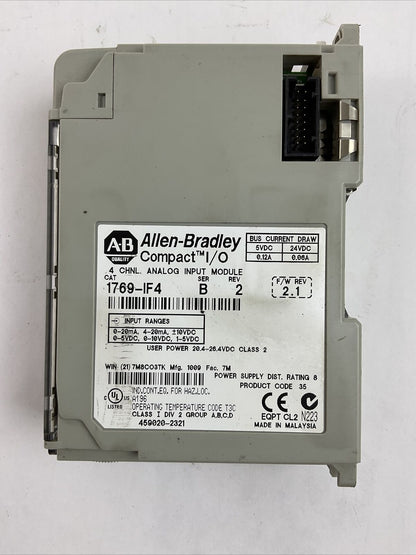 ALLEN BRADLEY 1769-IF4 SER B REV 2 F/W REV 2.1 COMPACT I/O 4 CHNL ANALOG INPUT