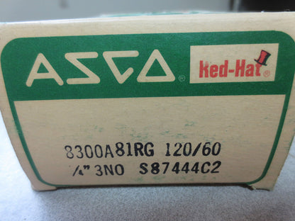 ASCO RED-HAT 8300A81RG SOLENOID VALVE - 120/60 1/4" 3NO - NEW SURPLUS