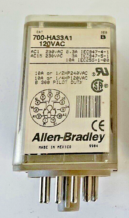 ALLEN BRADLEY 700-HA33A1 RELAY SER.B 120VAC 10A ***LOTOF2***
