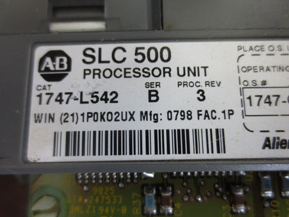 ALLEN-BRADLEY 1747-L542 Ser. B PROCESSOR UNIT MODULE - SLC500