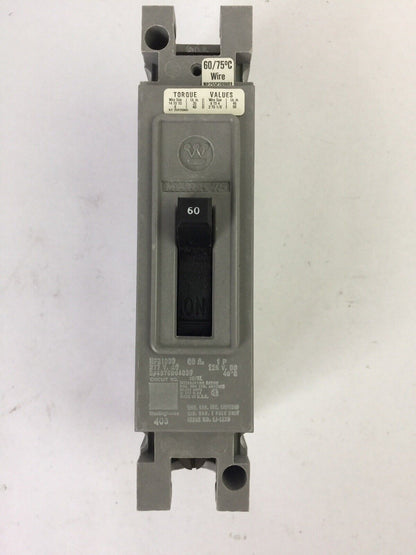 WESTINGHOUSE HFB1060 CIRCUIT BREAKER 60AMP 1POLE 277VAC 4976D04G09