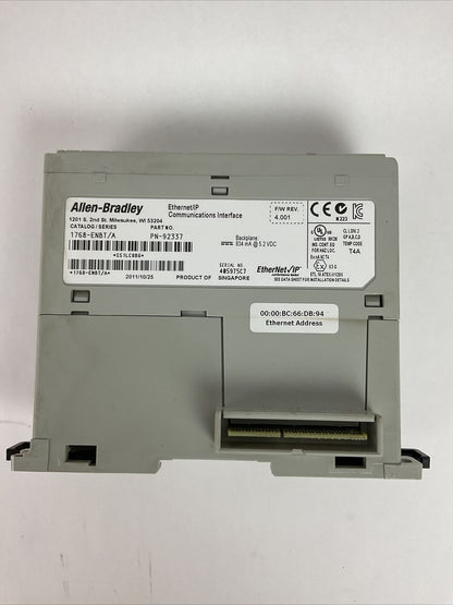 ALLEN BRADLEY 1768-ENBT SER A F/W REV 4.001 ETHERNET/IP COMMUNICATIONS INTERFACE
