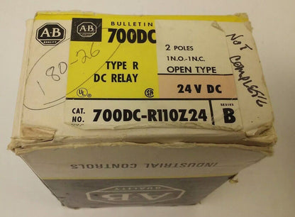 ALLEN BRADLEY, 700DC-R110Z24 SER.B, 2P, 1N.O.-1N.C., 24V DC COIL, MISSING PARTS