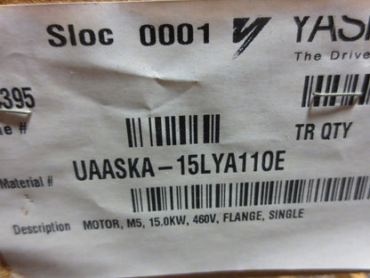 YASKAWA UAASKA-15LYA110E AC SPINDLE SERVO MOTOR, M5, 15.0KW, 400V - NEW in CRATE