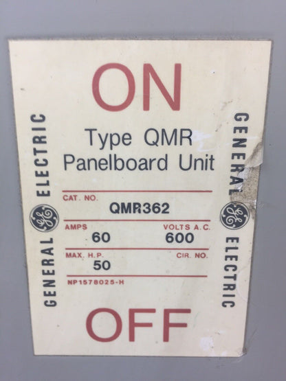 GE QMR362 PANEL BOARD SWITCH 60 AMP 600 VAC 3 POLE 50 HP